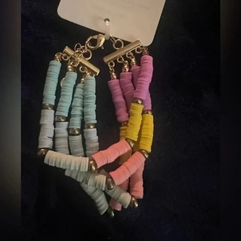 COLORFUL Sliced Clay Bracelet NWT